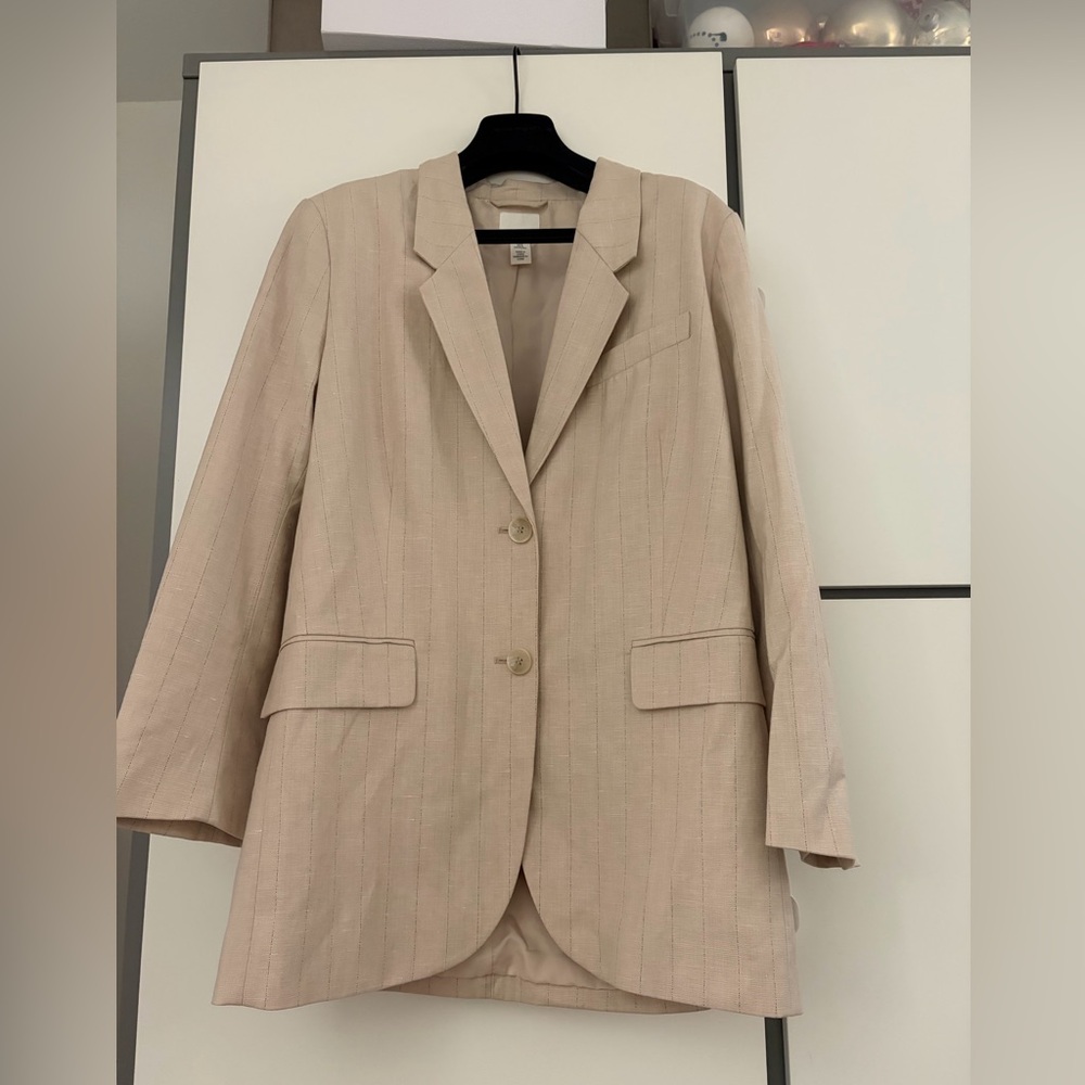 H&M Beige Pinstripe Blazer